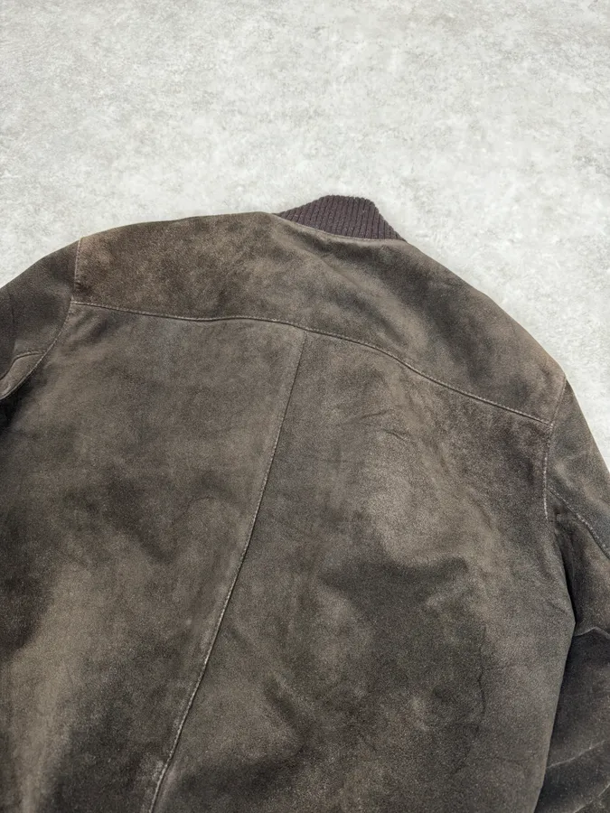 2000s Massimo Rebechi Brown Suede Leather Jacket - Image 6