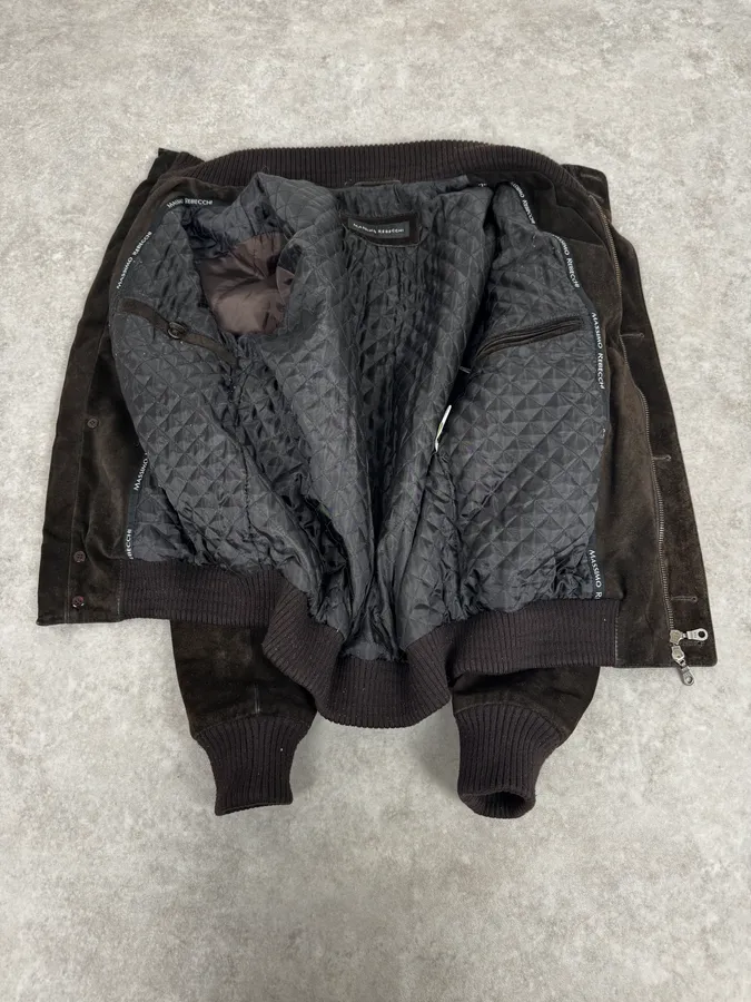 2000s Massimo Rebechi Brown Suede Leather Jacket - Image 7