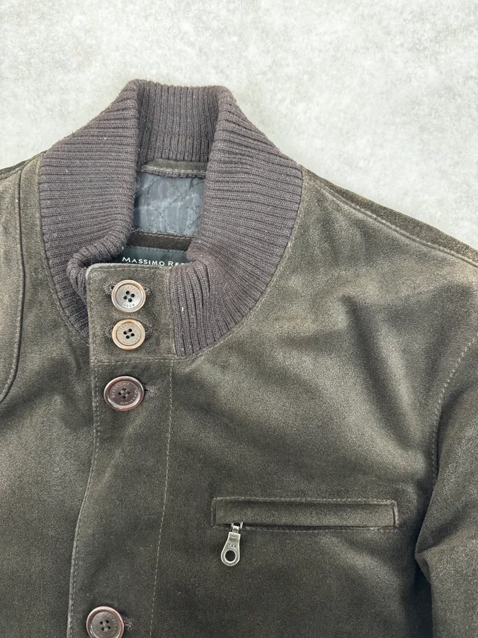 2000s Massimo Rebechi Brown Suede Leather Jacket - Image 8
