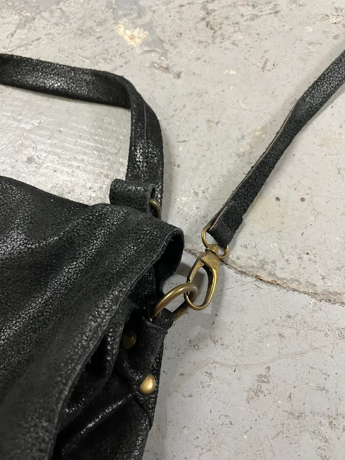 2000s Miu Miu Black Archive Leather Crossbody Bag - Image 3