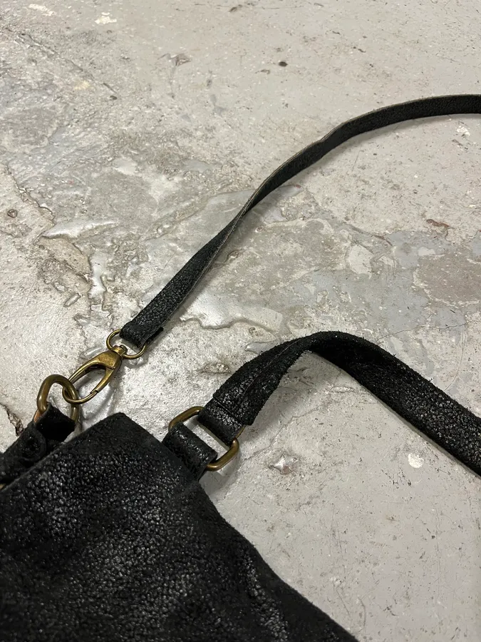 2000s Miu Miu Black Archive Leather Crossbody Bag - Image 6