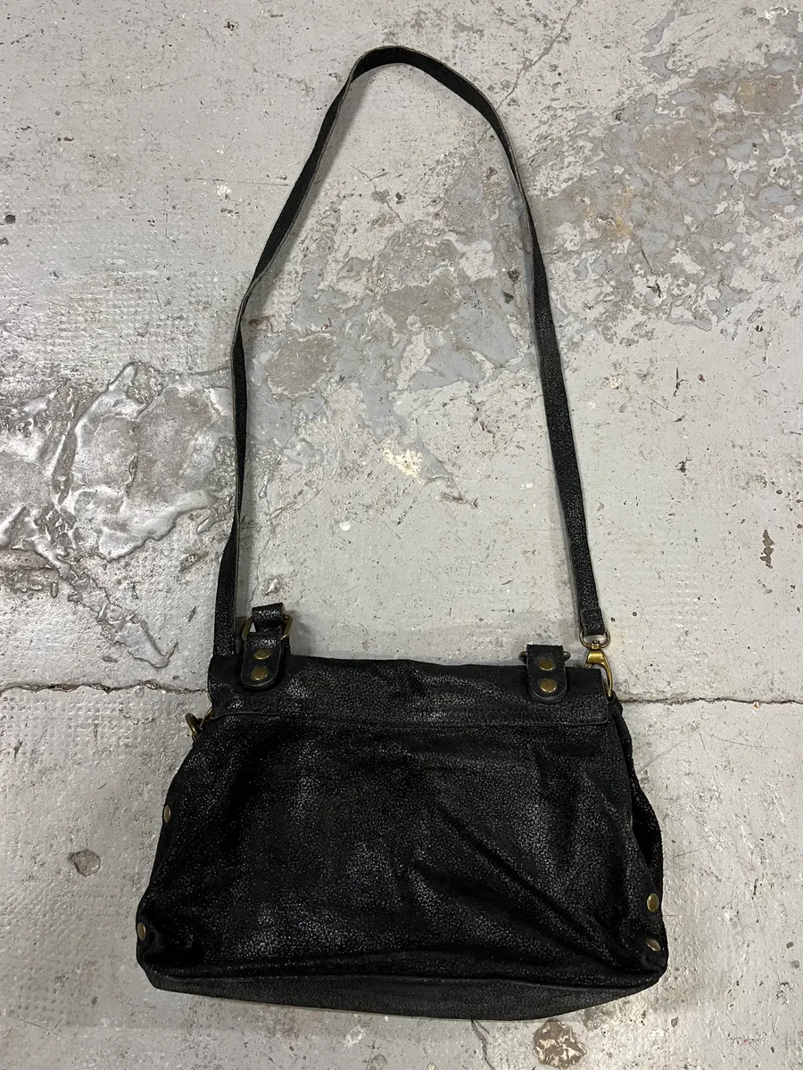 2000s Miu Miu Black Archive Leather Crossbody Bag - Image 8