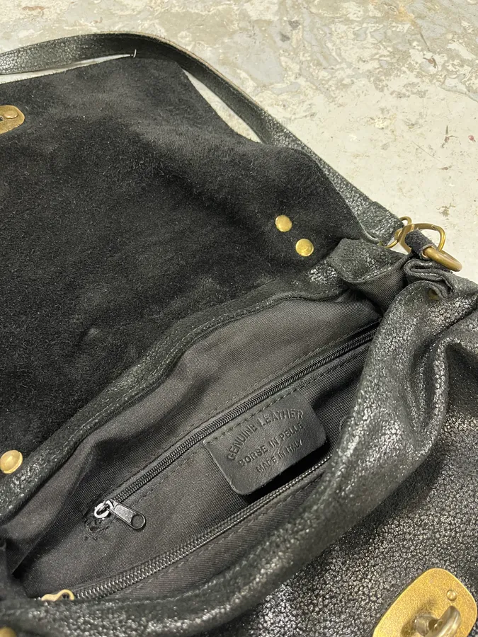 2000s Miu Miu Black Archive Leather Crossbody Bag - Image 9