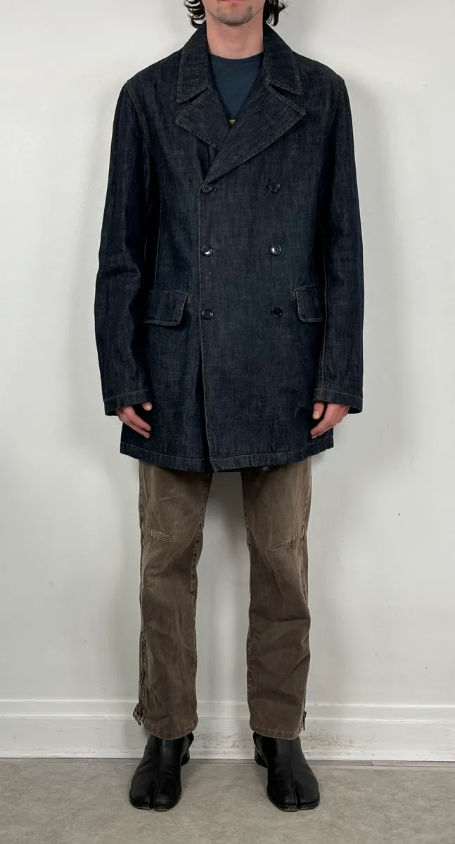 2000s Miu Miu Blue Navy Denim Buttoned Jacket - Image 2
