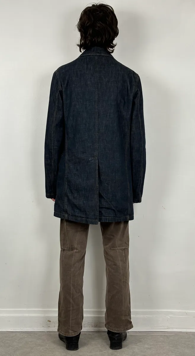 2000s Miu Miu Blue Navy Denim Buttoned Jacket - Image 3