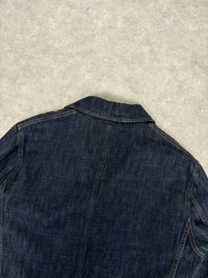 2000s Miu Miu Blue Navy Denim Buttoned Jacket - Image 6