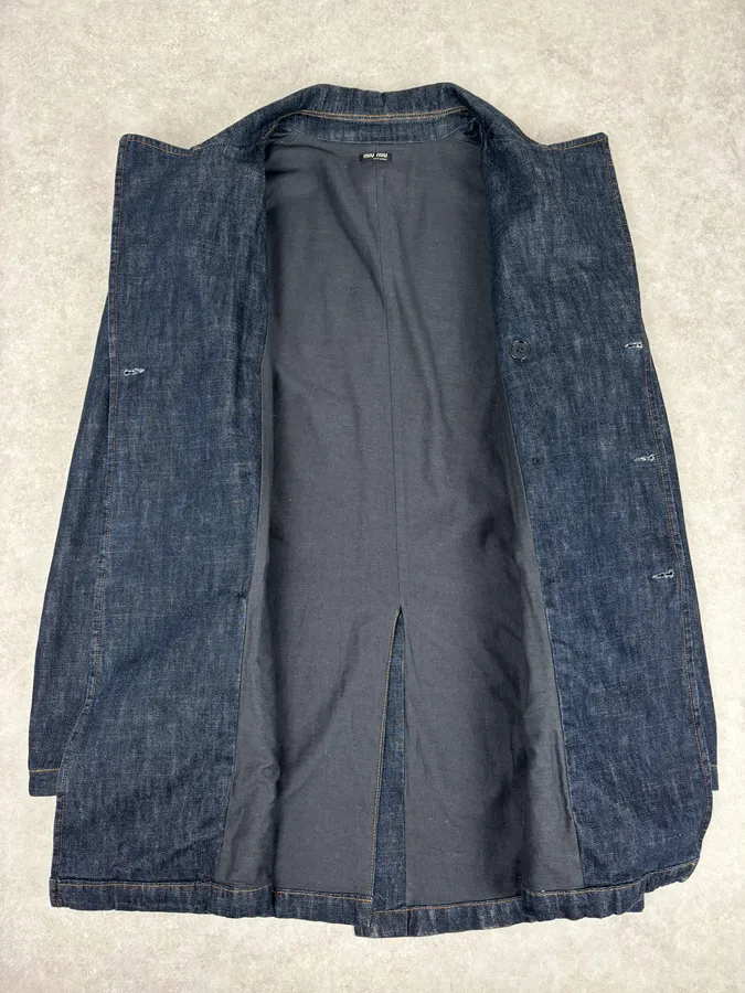 2000s Miu Miu Blue Navy Denim Buttoned Jacket - Image 7