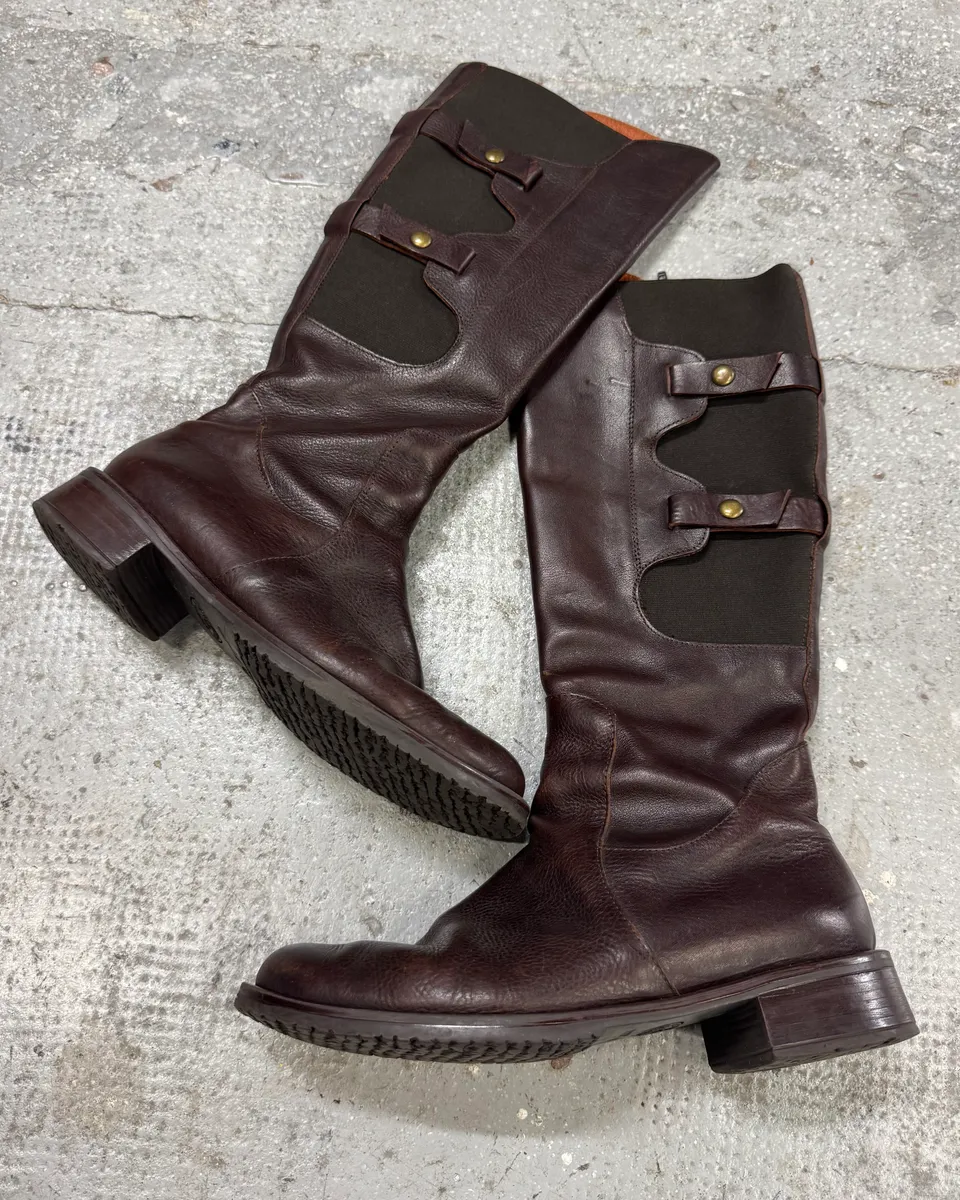 2000s Miu Miu Brown Hybrid Leather Boots
