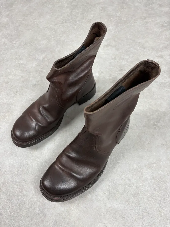 2000s Miu Miu Brown Leather Ankle Boots - Image 3