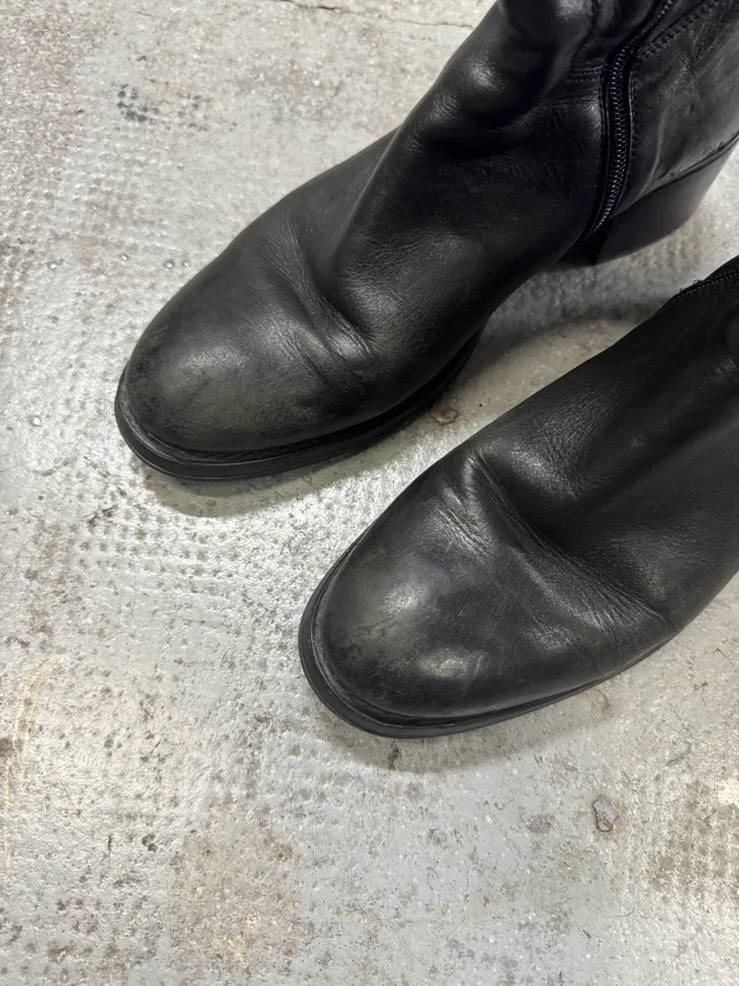 2000s Miu Miu Leather Obscure Ankle Minimalist Boots - Image 8
