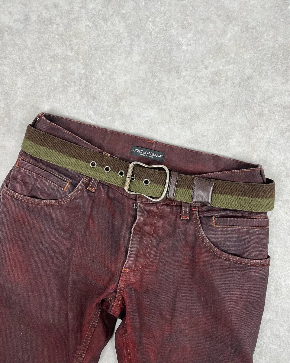 2000s Miu Miu Two Tone Camo Green Belt