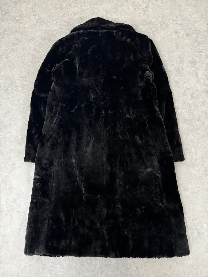 2000s MiuMiu Black Faux Fur Officer Trench Coat - Image 4
