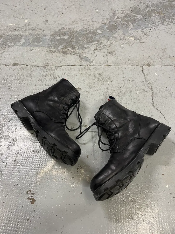 2000s Moncler Black Leather Lace-Up Boots - Image 3