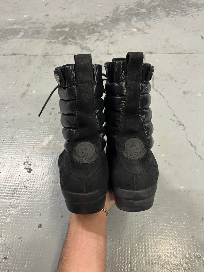 2000s Moncler Black Suede Leather Puffer Boots - Image 6