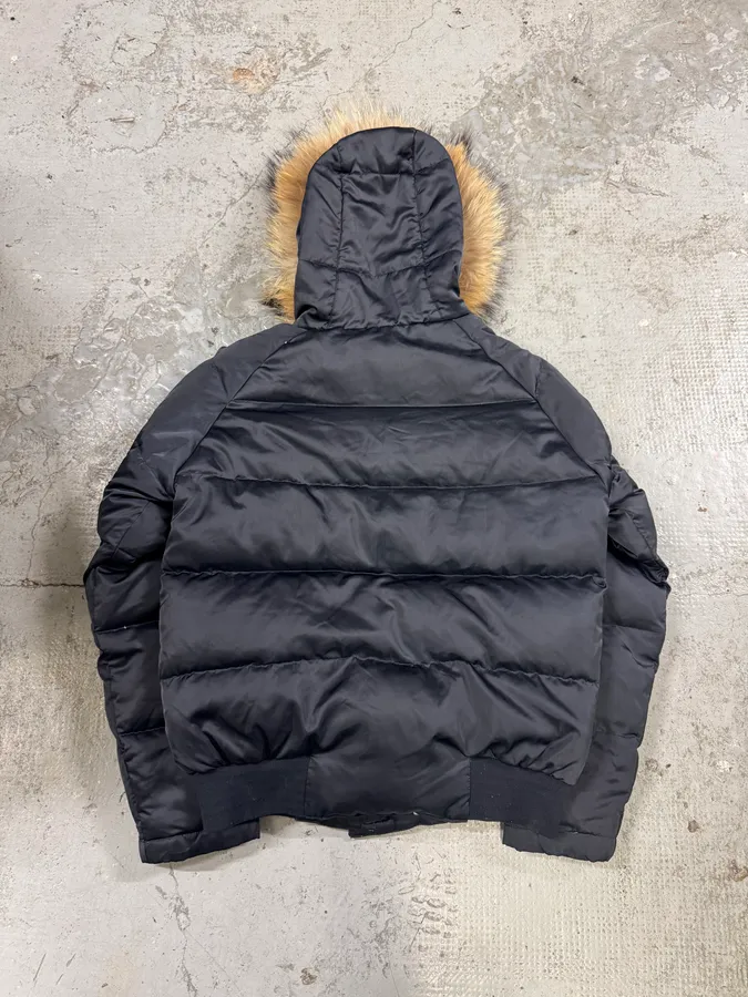 2000s Moncler Fur Hooded Black Puffer Jacket - Image 3