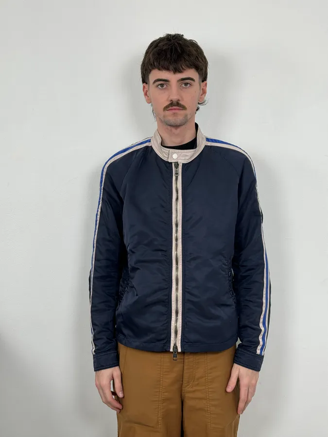 2000s Moncler Navy Lined Zip-up Jacket - Image 2