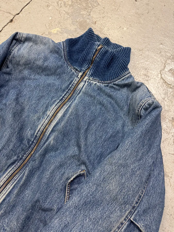 2000s Moschino Aero Cozy Peace Denim Bomber Jacket - Image 4