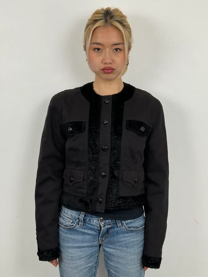2000s Moschino Black Buttoned Light Jacket - Image 2