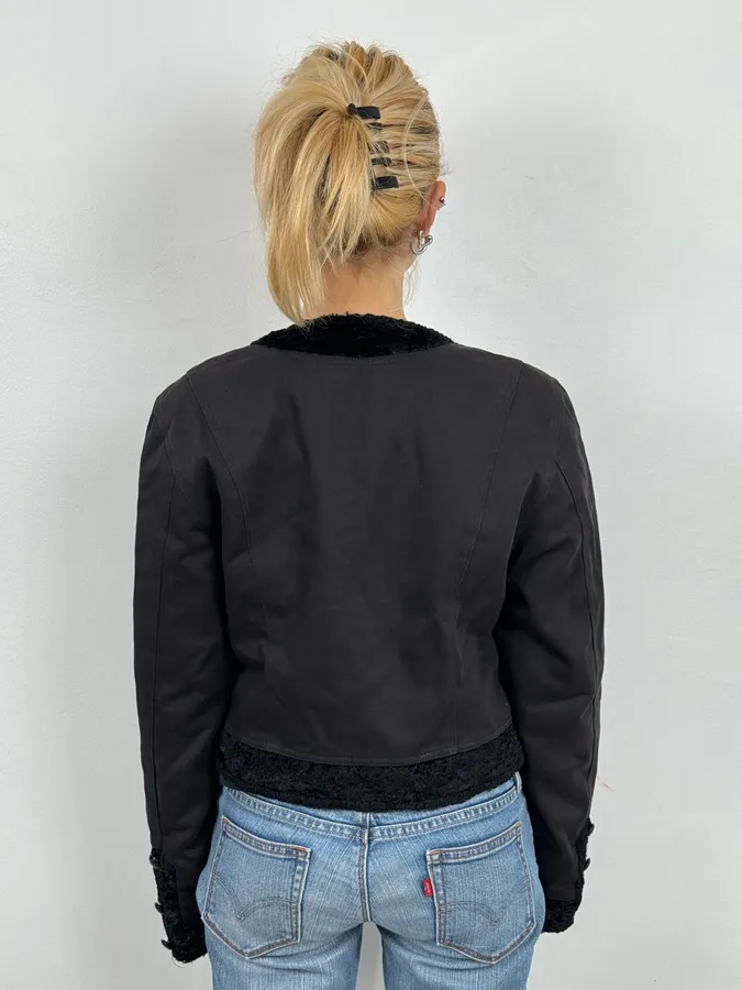 2000s Moschino Black Buttoned Light Jacket - Image 3