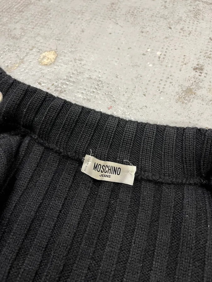 2000s Moschino Black Wool Asymmetrical Zip Sweater - Image 10