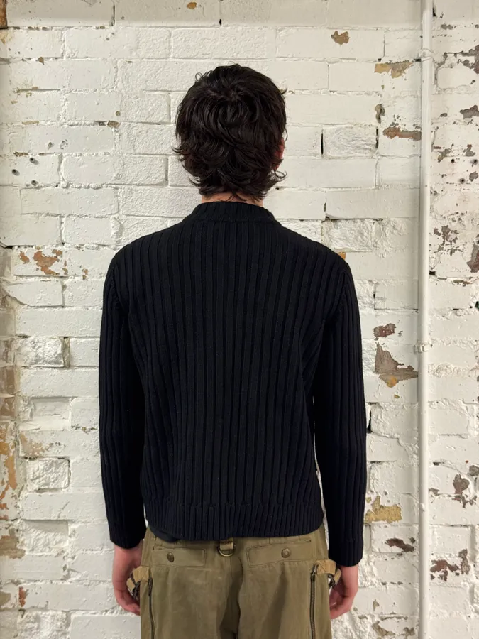 2000s Moschino Black Wool Asymmetrical Zip Sweater - Image 3