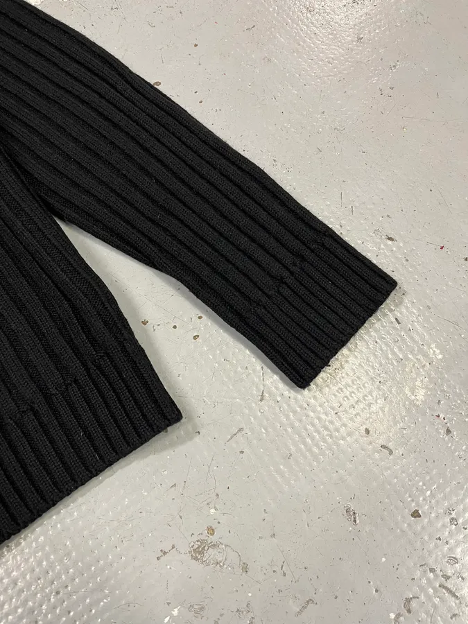 2000s Moschino Black Wool Asymmetrical Zip Sweater - Image 6