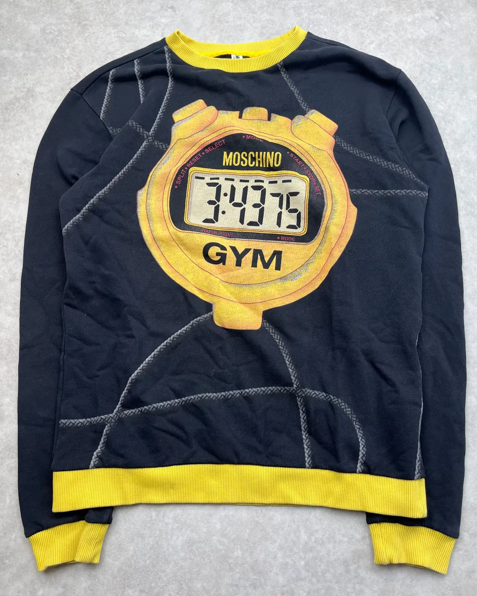2000s Moschino Black & Yellow Timer Gym Sweater - Image 4