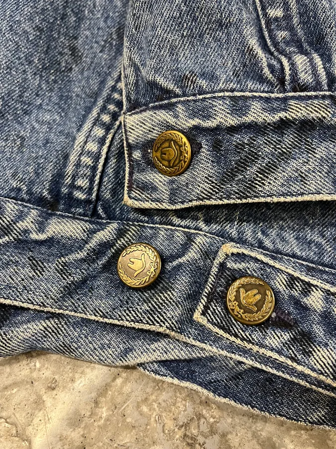 2000s Moschino Blue Painted Effect Rebel Denim Jacket - Image 11