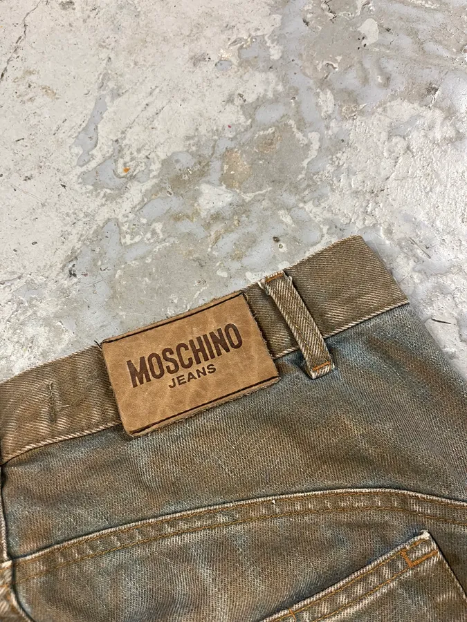 2000s Moschino Brown Dirty Effect Denim Jeans - Image 11