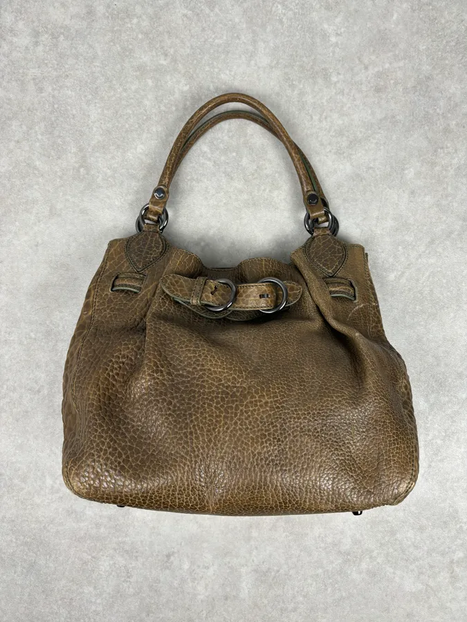2000s Moschino Brown Leather Shoulder Bag