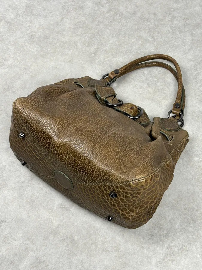2000s Moschino Brown Leather Shoulder Bag - Image 12