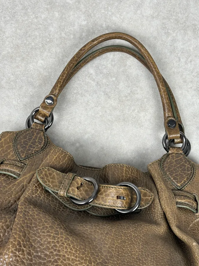 2000s Moschino Brown Leather Shoulder Bag - Image 6