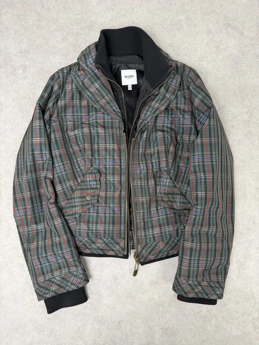 2000s Moschino Checkered Green Layered Jacket - Image 6