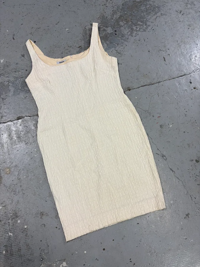 2000s Moschino Cream Beige Pleats Dress - Image 2