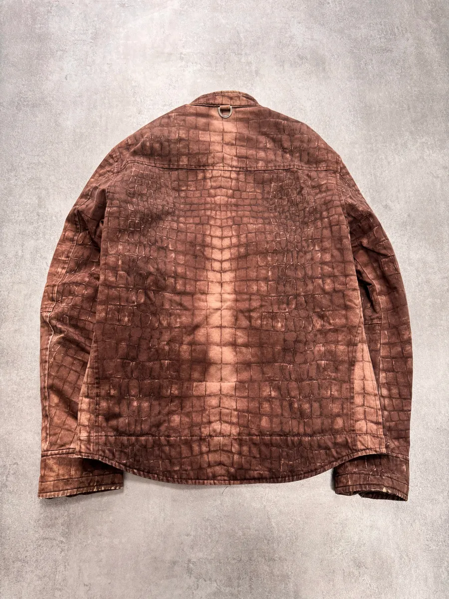 2000s Moschino Crocodile Printed Brown Jacket - Image 3