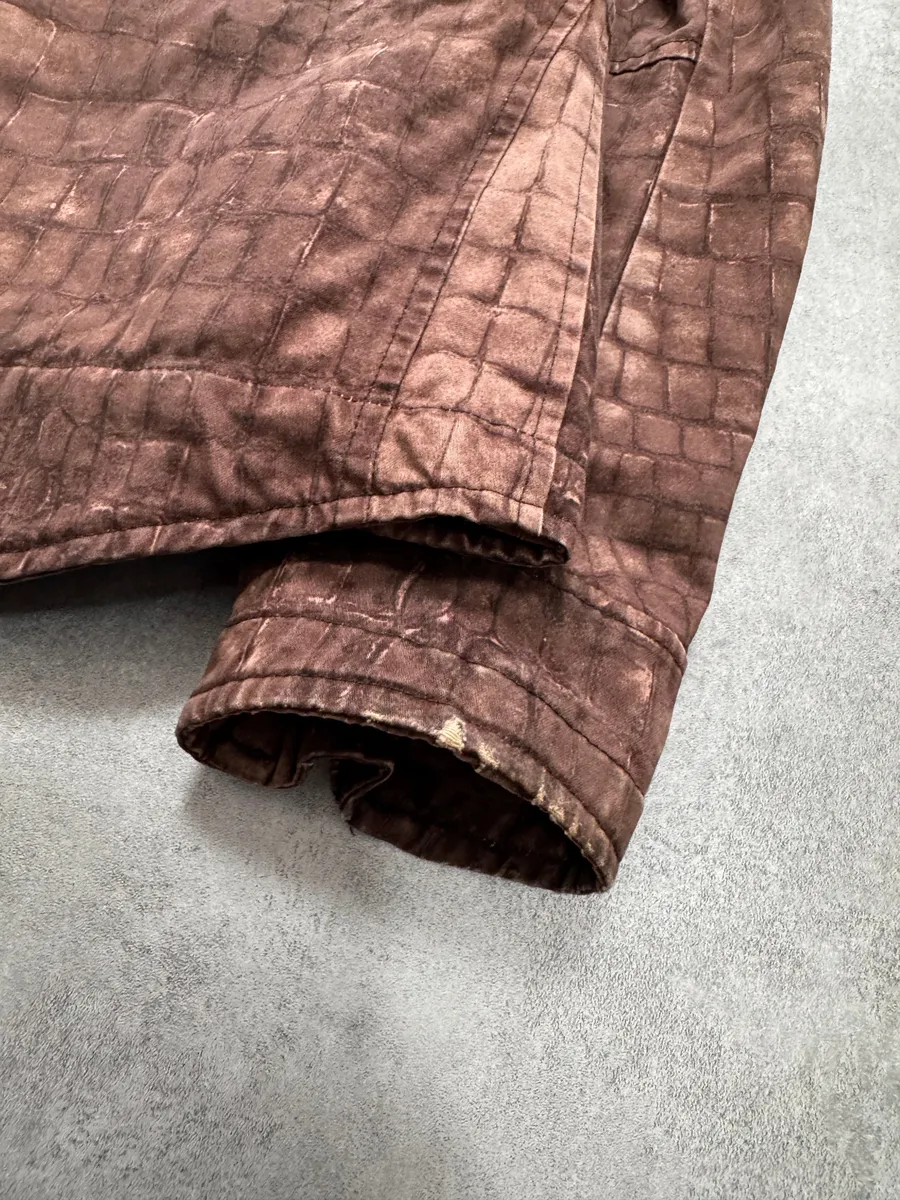 2000s Moschino Crocodile Printed Brown Jacket - Image 5