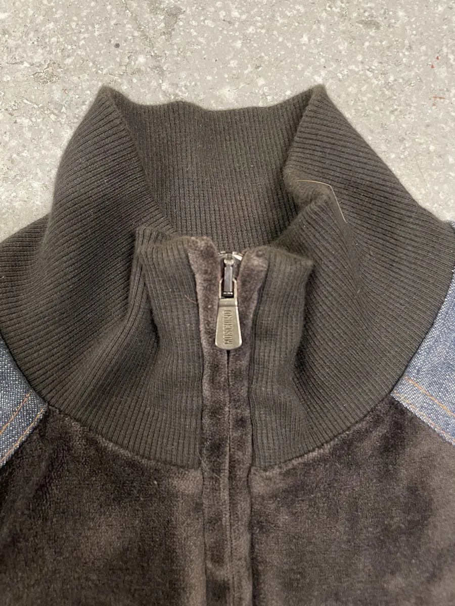 2000s Moschino Hybrid Velvet Denim Jacket - Image 5