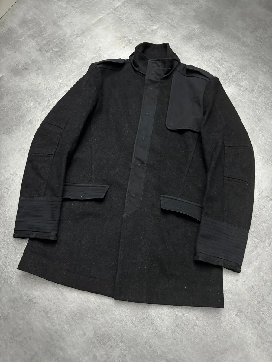 2000s Moschino Imperial Black Utilitarian Wool Trench Coat - Image 10