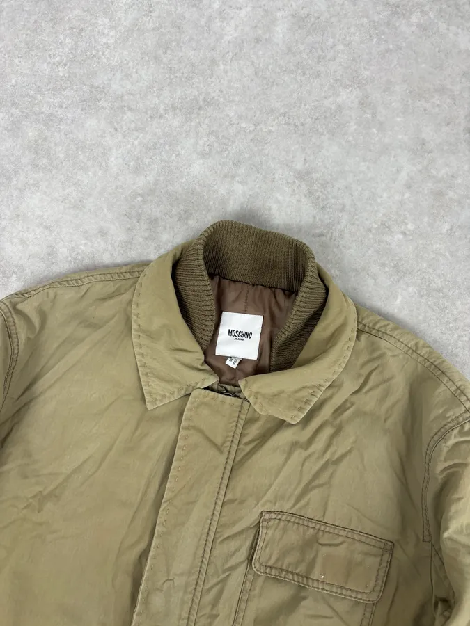 2000s Moschino Khaki Bomber Jacket Nylon Cargo Pocket - Image 5
