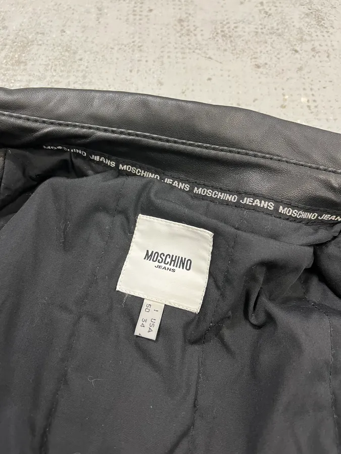 2000s Moschino Multi Zips Circle Black Leather Jacket - Image 10
