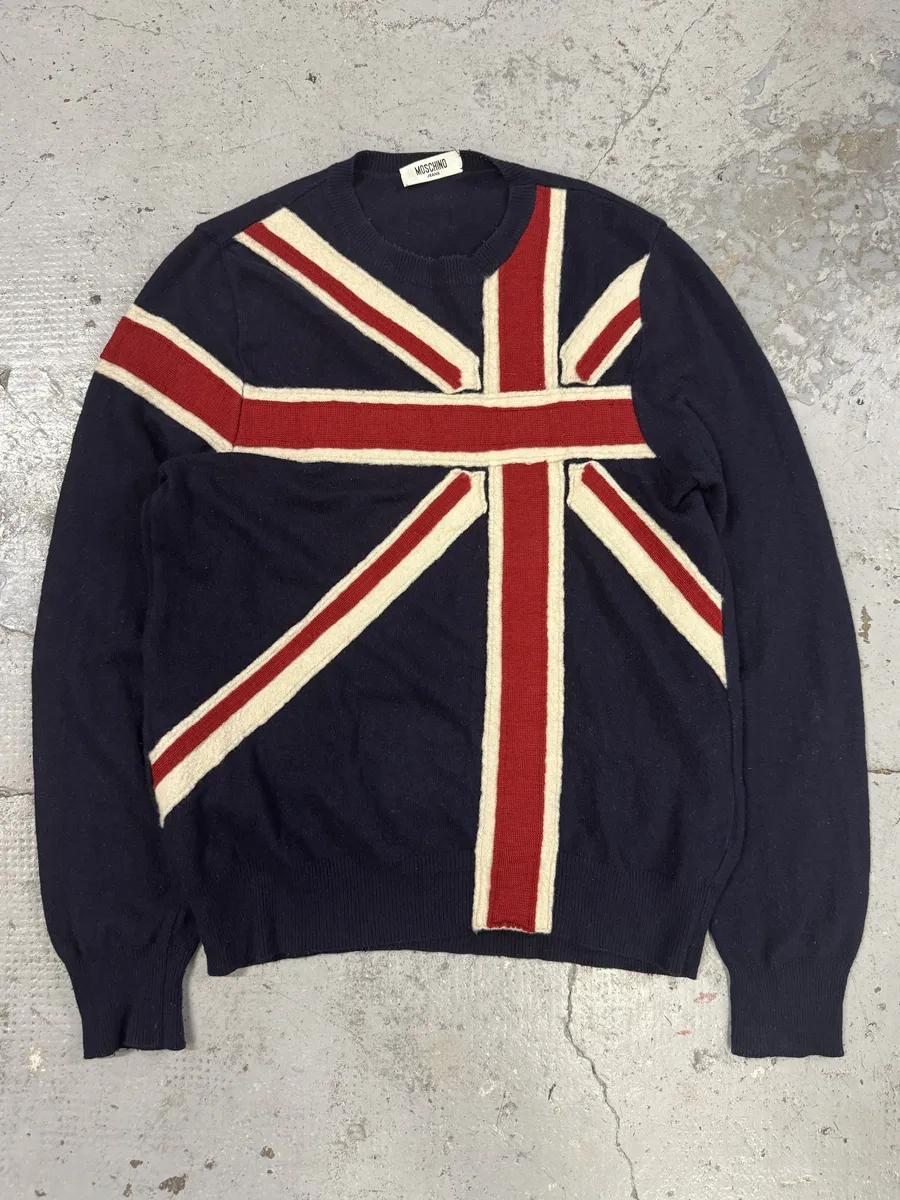2000s Moschino Navy UK Flag Sweater