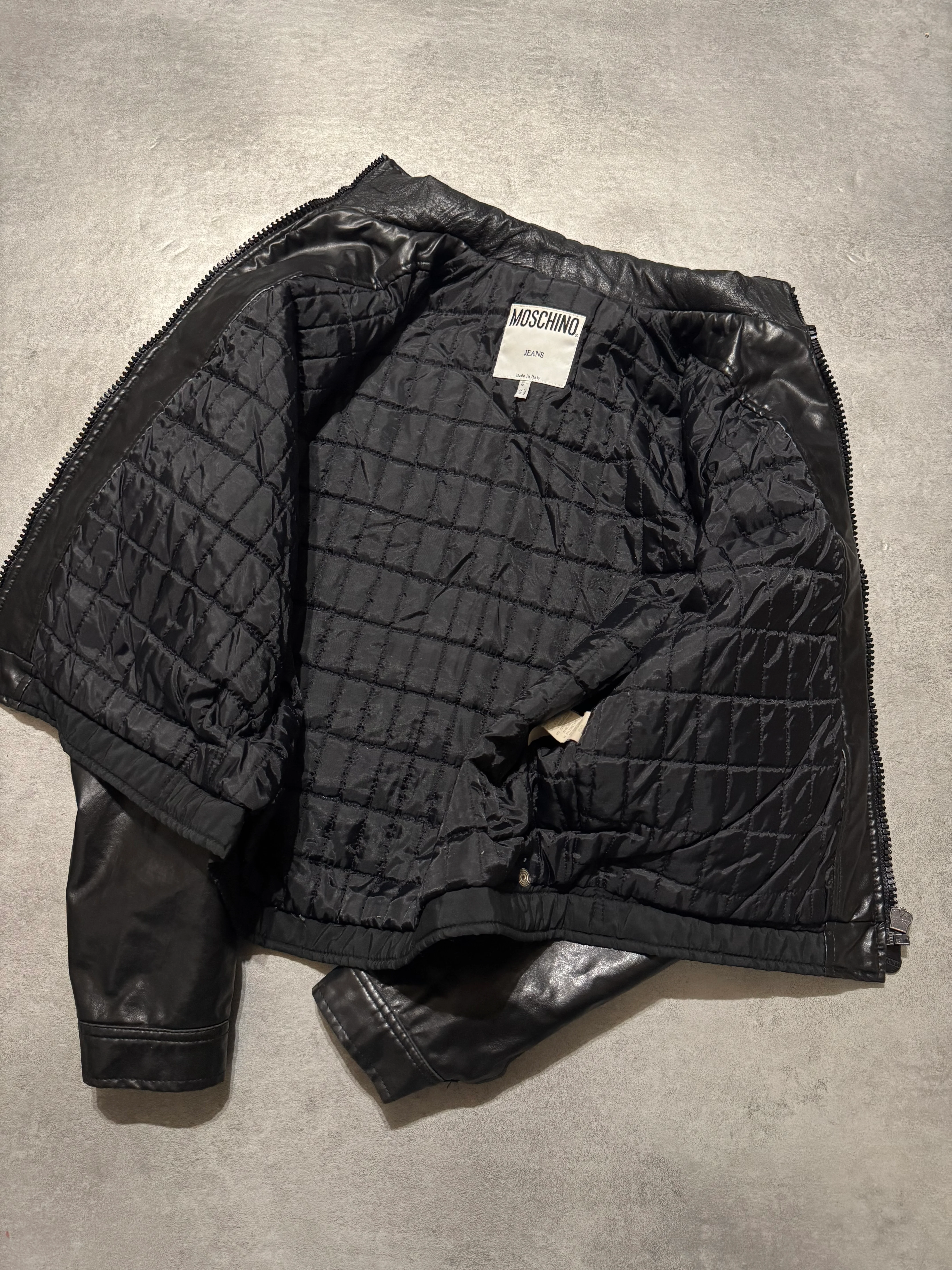 2000s Moschino Nylon Hybrid Black Cropped Jacket - Image 4