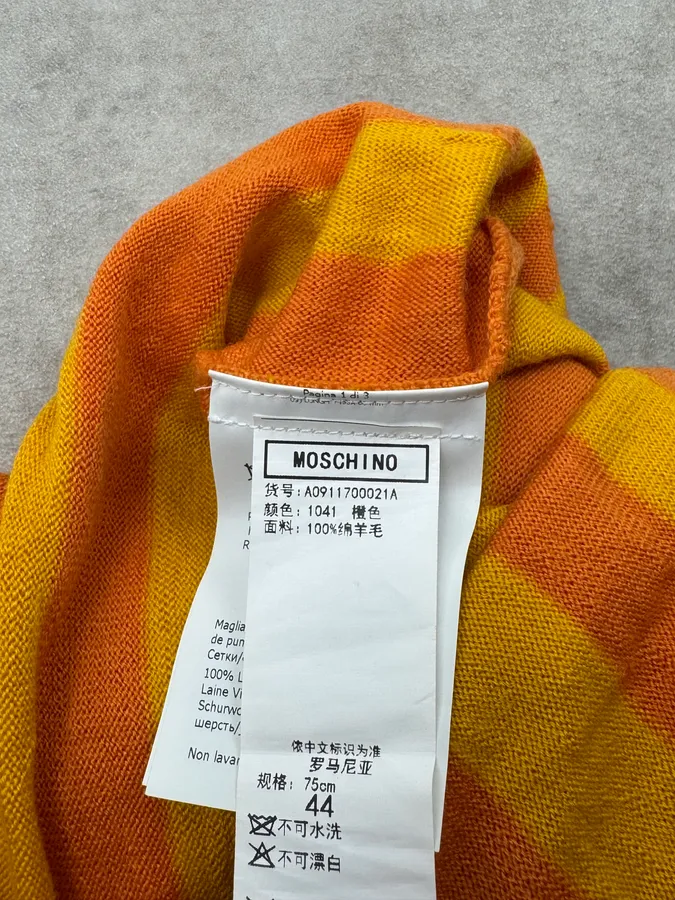 2000s Moschino Orange Yellow Striped Hoodie - Image 8