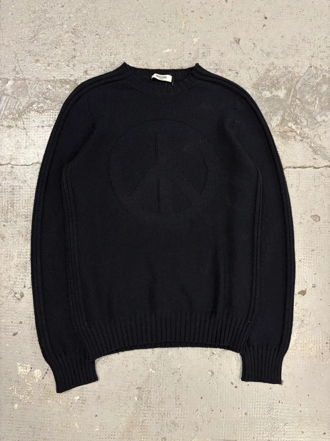 2000s Moschino Peace Navy Wool Sweater