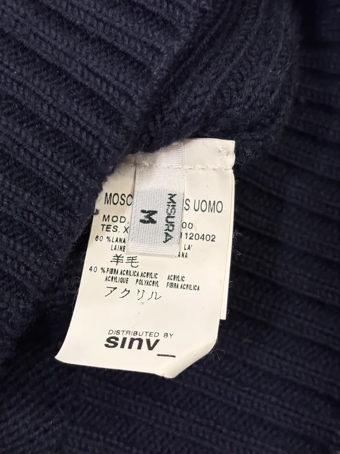 2000s Moschino Peace Navy Wool Sweater - Image 10
