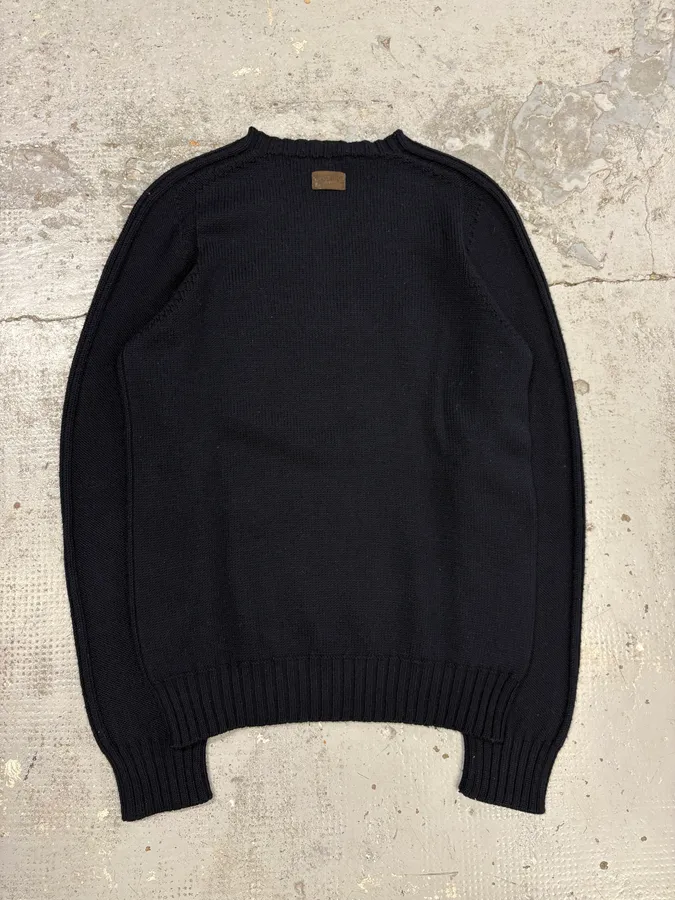 2000s Moschino Peace Navy Wool Sweater - Image 6