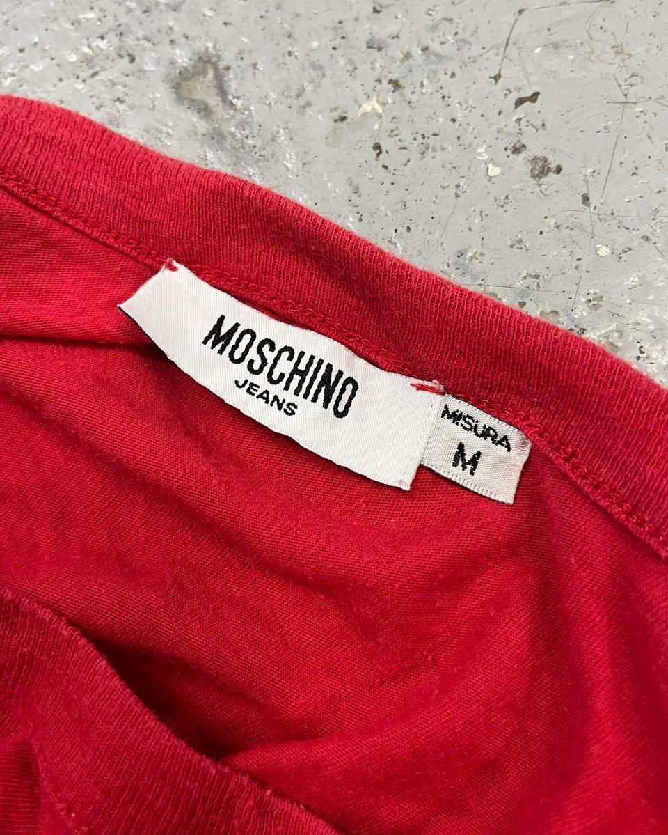 2000s Moschino Red Cozy Popeye T-Shirt - Image 10