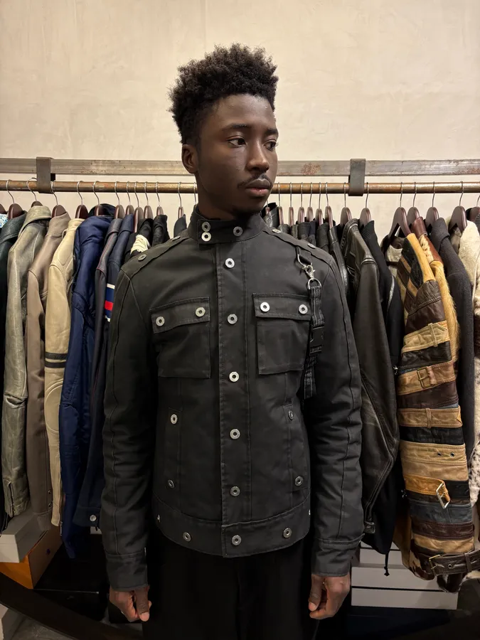 2000s Moschino Studded Black Cargo Jacket - Image 2