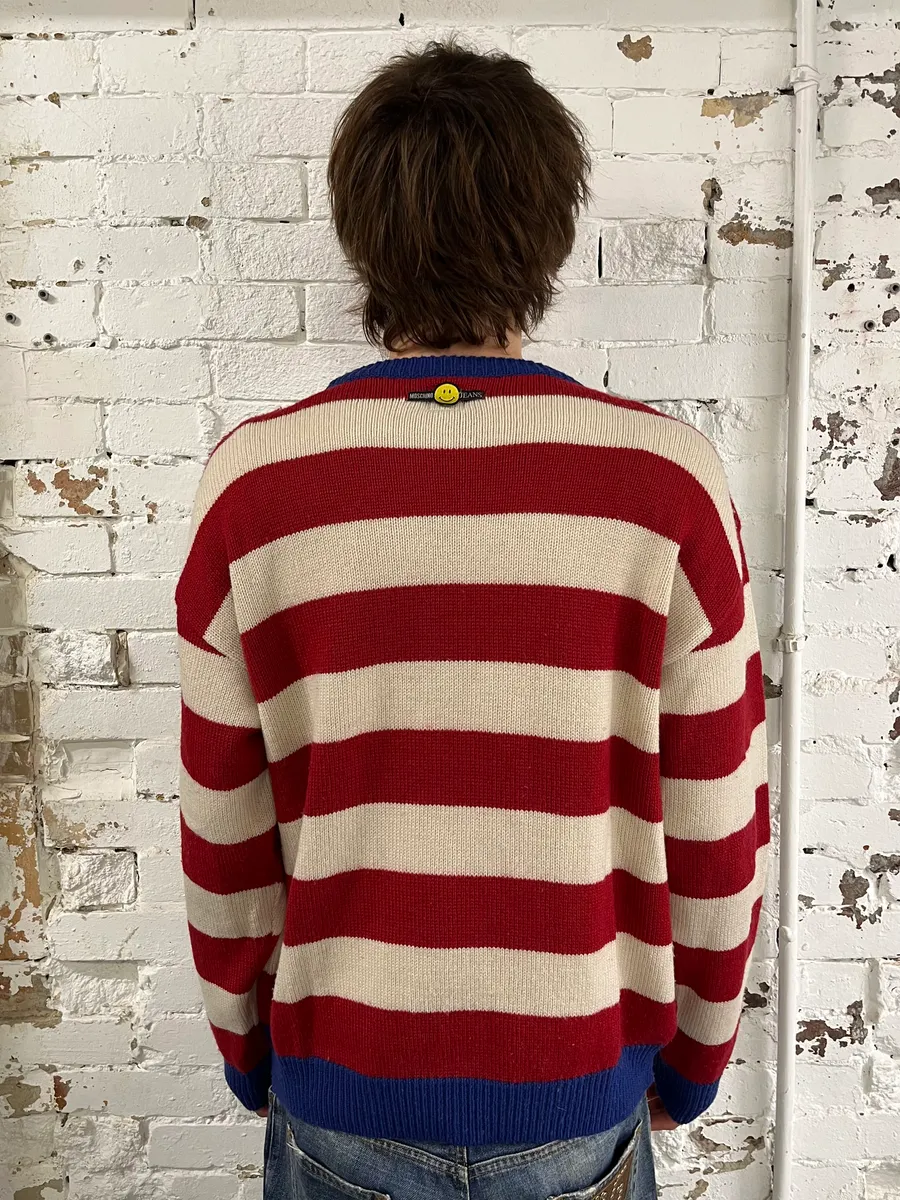 2000s Moschino USA Flag Bootleg Red White Blue Wool Sweater - Image 3