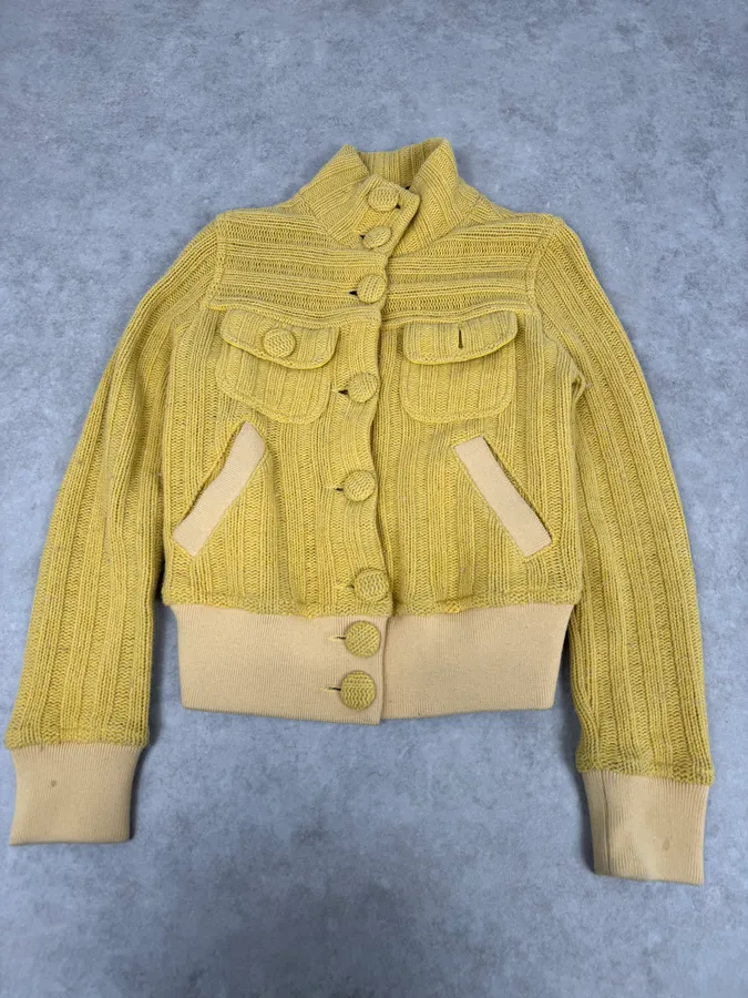 2000s Moschino Wool Yellow Buttoned Jacket - Image 2